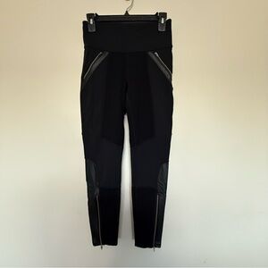 Athleta Black Pleather Zipper Fall Leggings